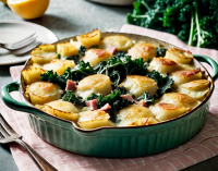 Gluten Free Scalloped Potatoes with Ham and Kale